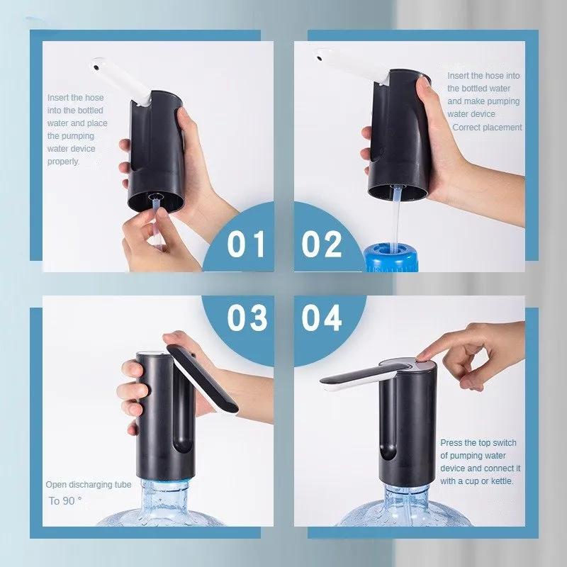 Smart Portable Electric Water Bottle Pump: 800mAh USB Rechargeable, Foldable, and Automatic Dispenser for Home and Office