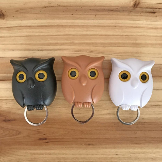 Decorative and Creative Porch Keychain Storage: Adorable Owl Magnetic Key Hook without Drilling