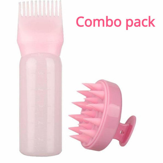 Effortless Hair Coloring and Scalp Treatment with 2PCS Root Comb Applicator Bottle and Massager Brush Set (White) Hair Styling Convenient Easy to Use