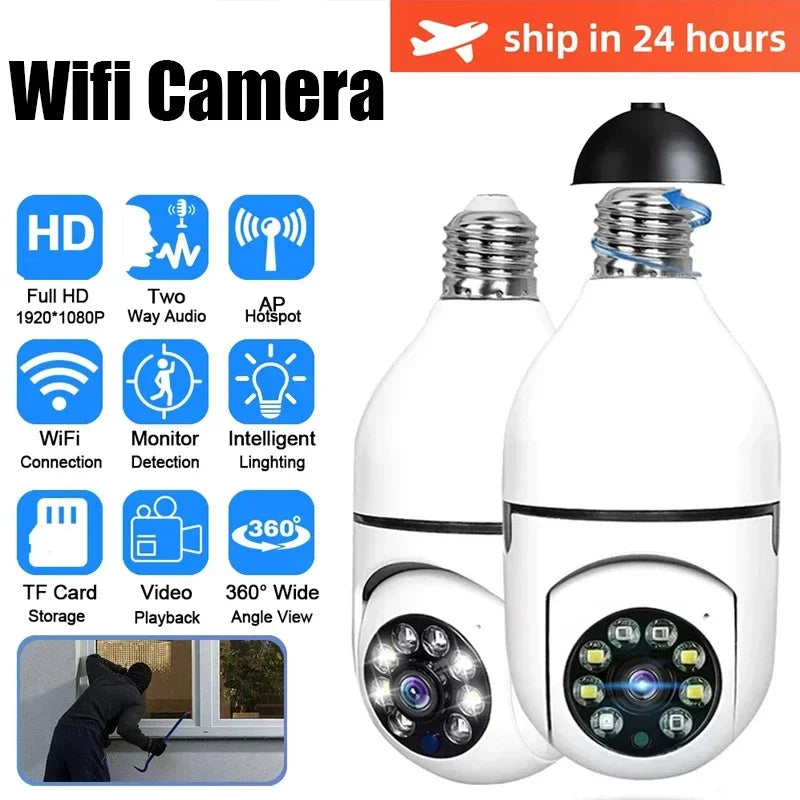 2.4G 5G Wifi E27 Bulb Surveillance IP Camera Night Vision Wireless Home 2MP CCTV Security Camera 4x Digital Zoom Video Indoo