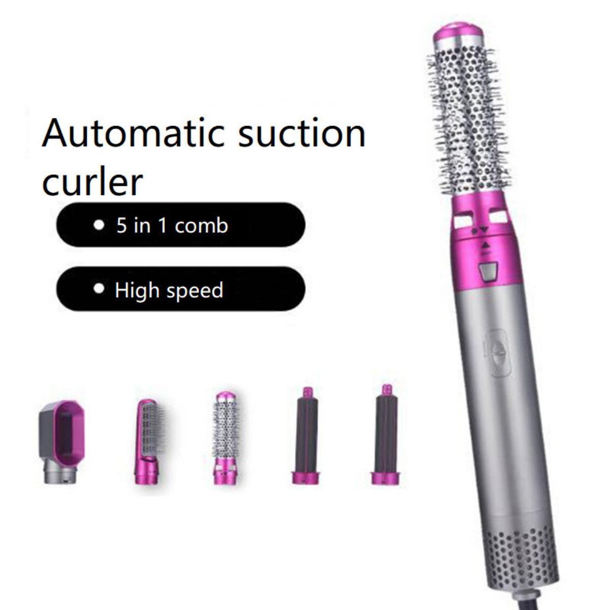 5-in-1 Automatic Suction Curler Set featuring a Hot Air Comb – Unlock Effortless Curling and Straightening