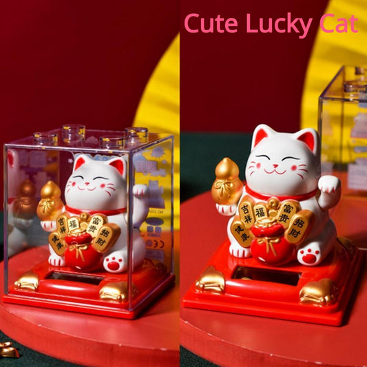 Welcome Luck and Charm with the 3.15 Inch Solar-Powered Lucky Cat Swing Ornament: Your Cartoon Fortune Mascot and Decorative Statue