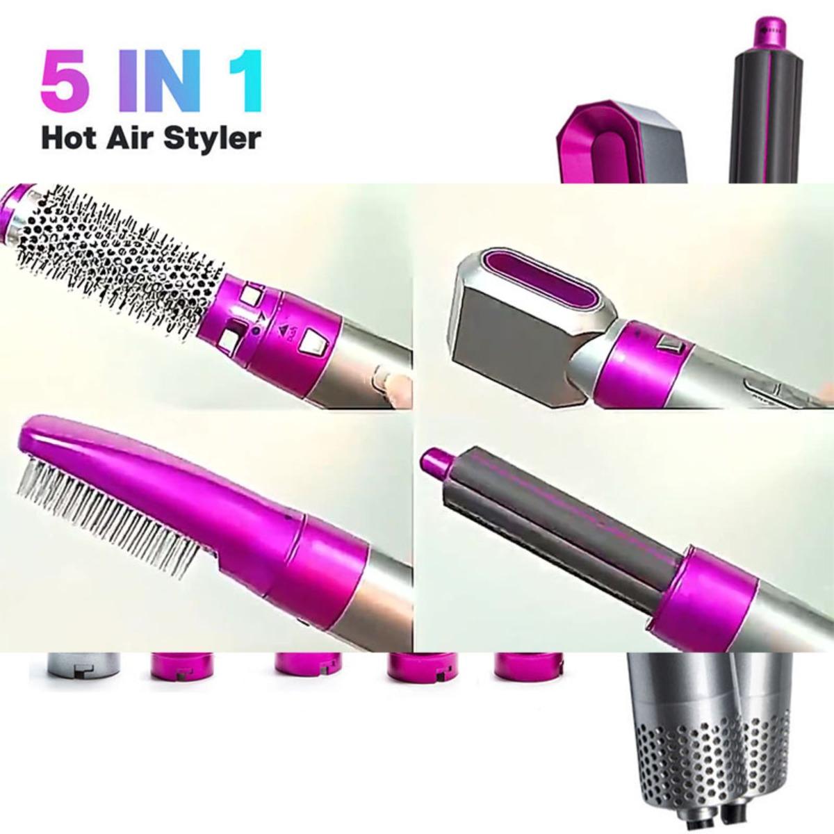 5-in-1 Automatic Suction Curler Set featuring a Hot Air Comb – Unlock Effortless Curling and Straightening