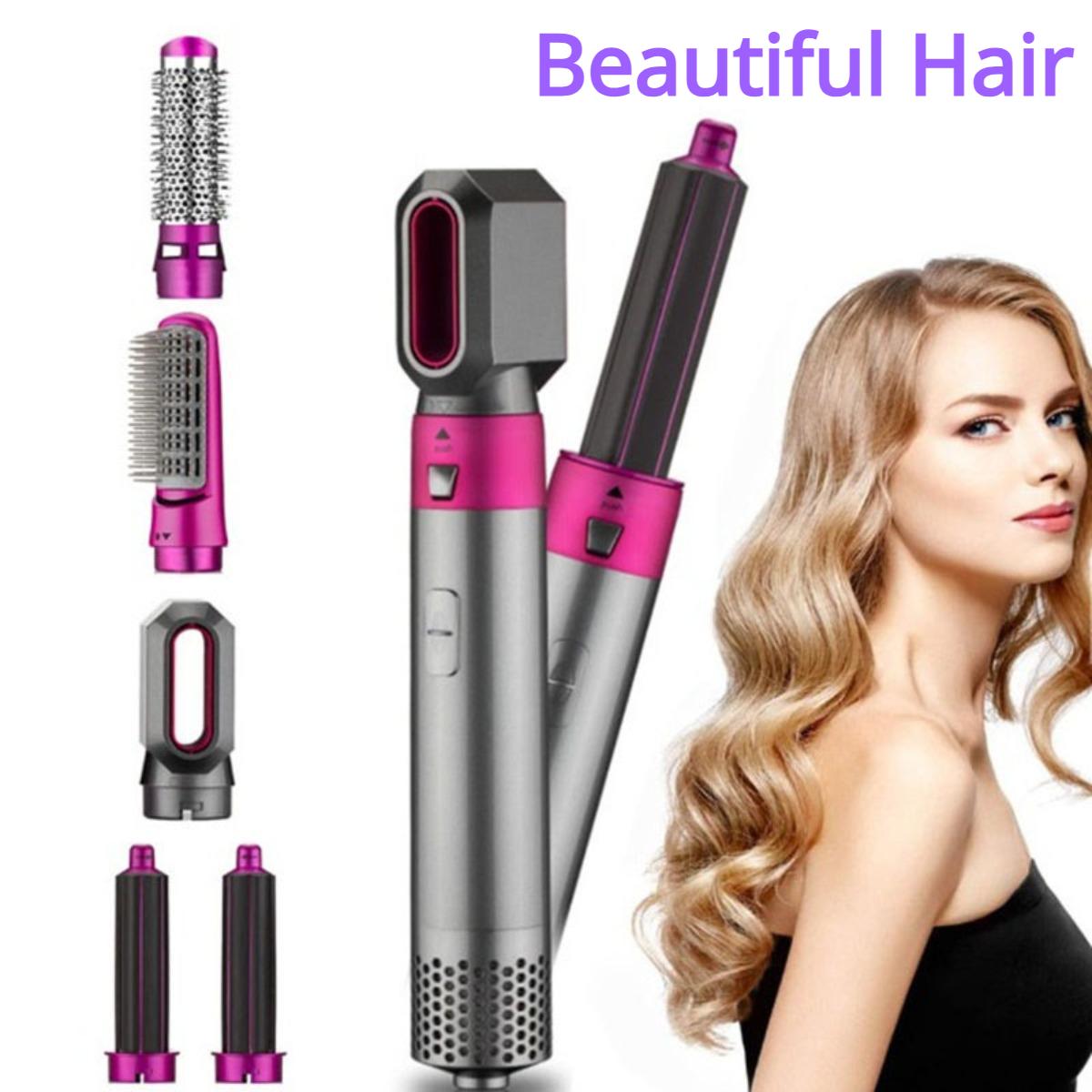 5-in-1 Automatic Suction Curler Set featuring a Hot Air Comb – Unlock Effortless Curling and Straightening