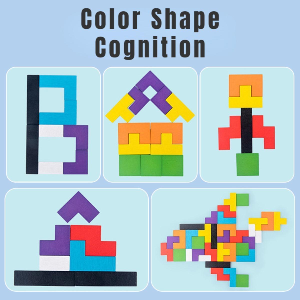 Unlock Math and Shapes: 3D Wooden Tangram Puzzle for Kids - An Educational Game to Ignite Imagination, Foster Shape Recognition, and Enhance Early Learning