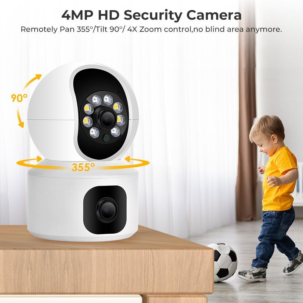 Crisp and Clear: Dual-Screen 4MP WiFi Baby Monitor with Night Vision