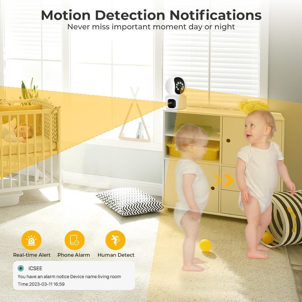 Crisp and Clear: Dual-Screen 4MP WiFi Baby Monitor with Night Vision