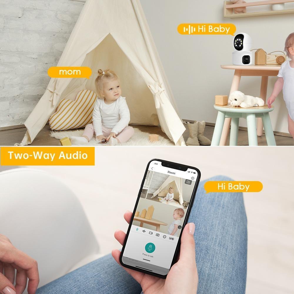 Crisp and Clear: Dual-Screen 4MP WiFi Baby Monitor with Night Vision