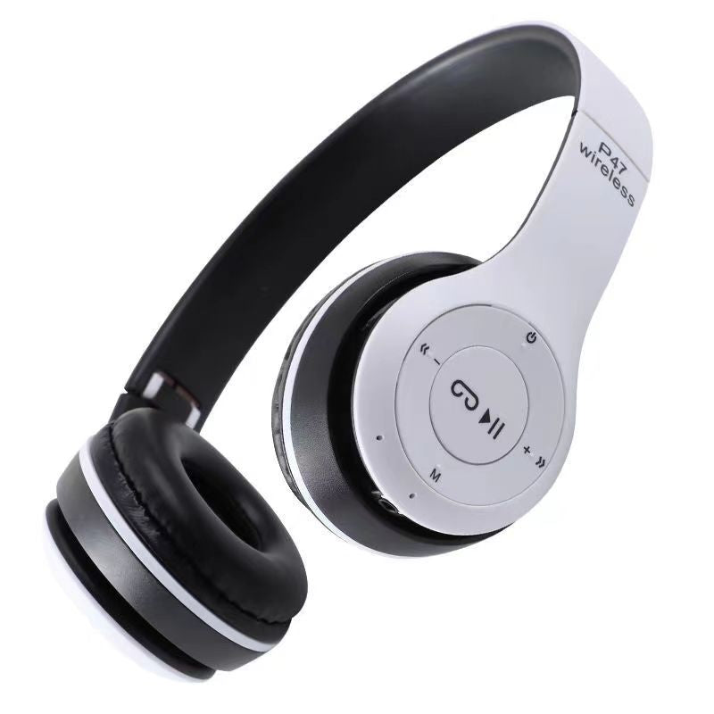 P47 Wireless Headphones Sound, Comfortable Foldable Design, Bluetooth Connectivity, Built-in Mic, Long Battery Life, Universal Compatibility, White